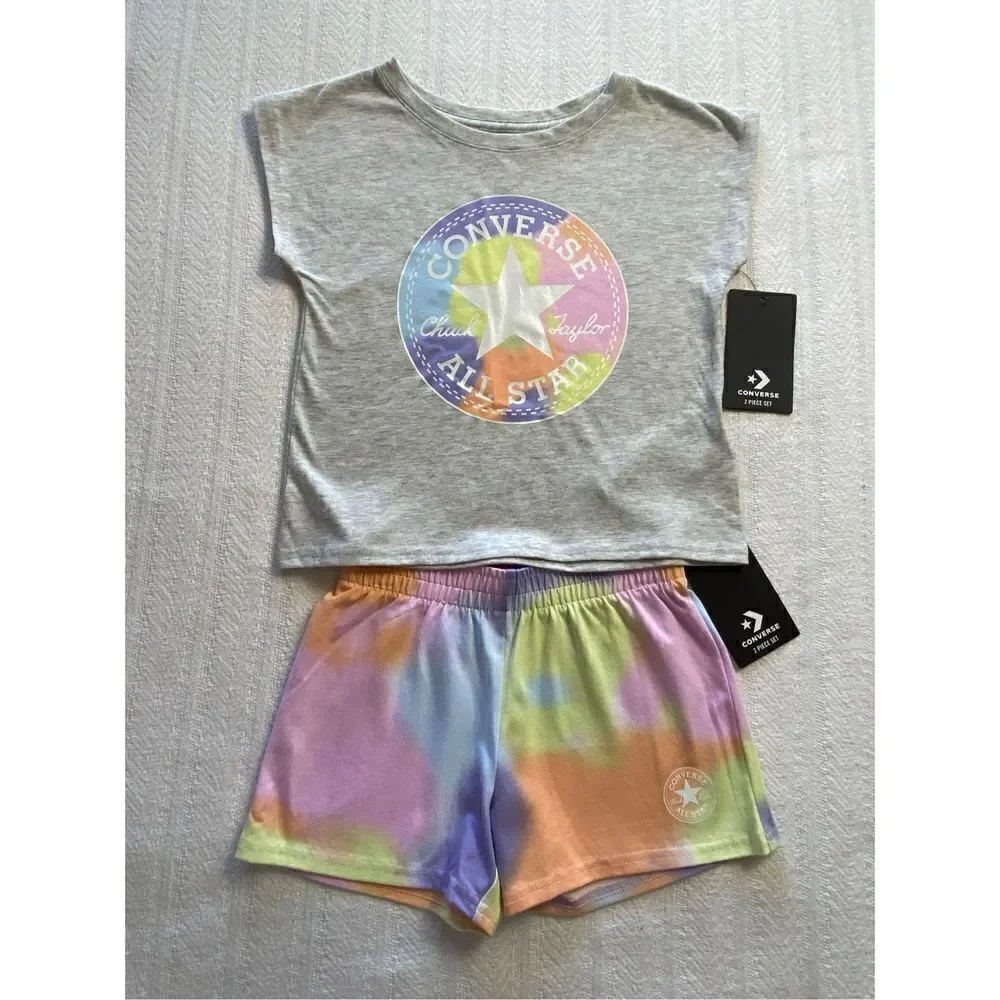 CONVERSE GIRLS SIZE 4 Blur Chuck Taylor Patch T-Shirt & Short Set